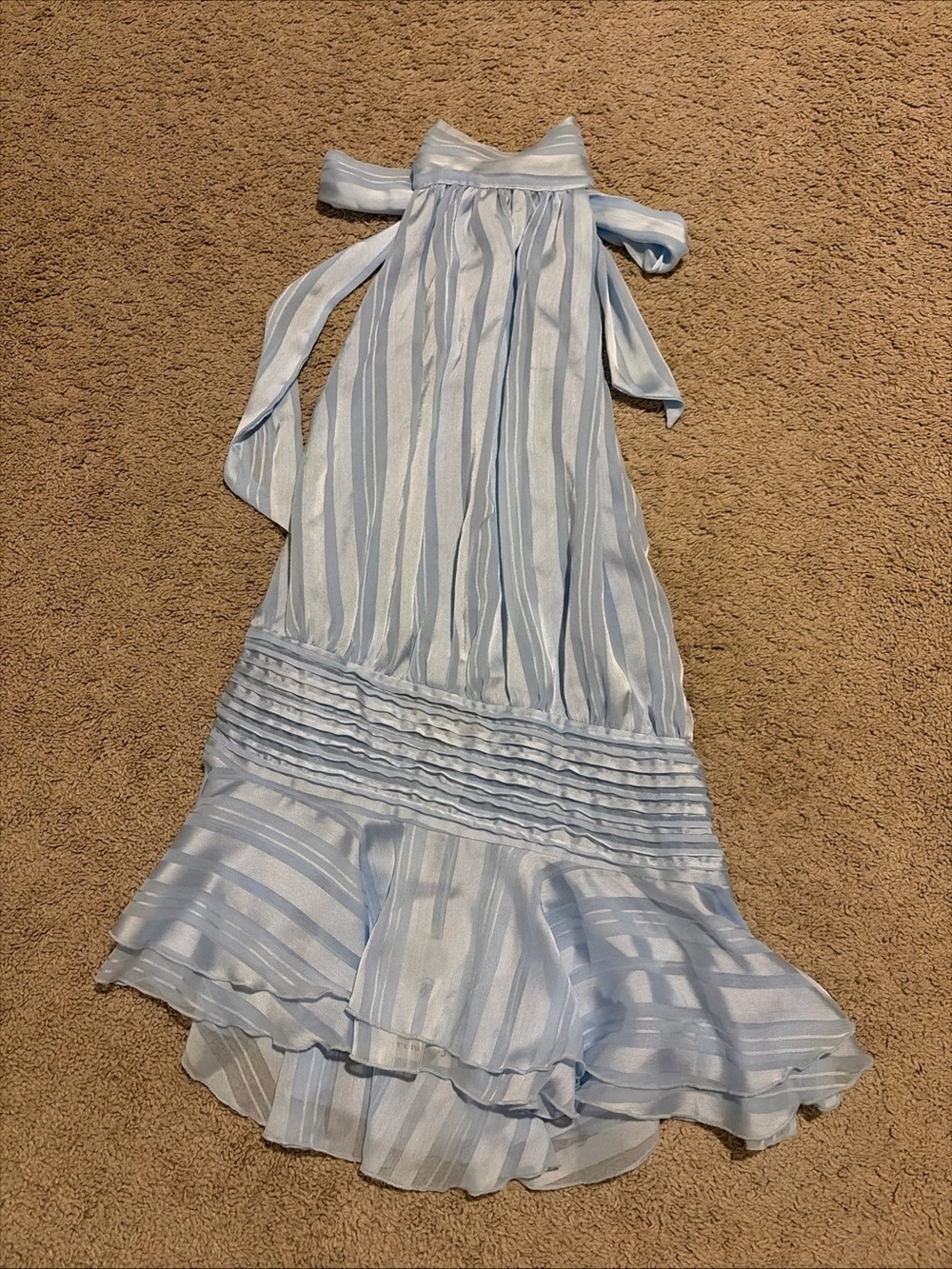 NWT Peppermayo Light Blue Willow Chiffon Mini Dress Size 6 Halter Neck Tie - Picture 2 of 8